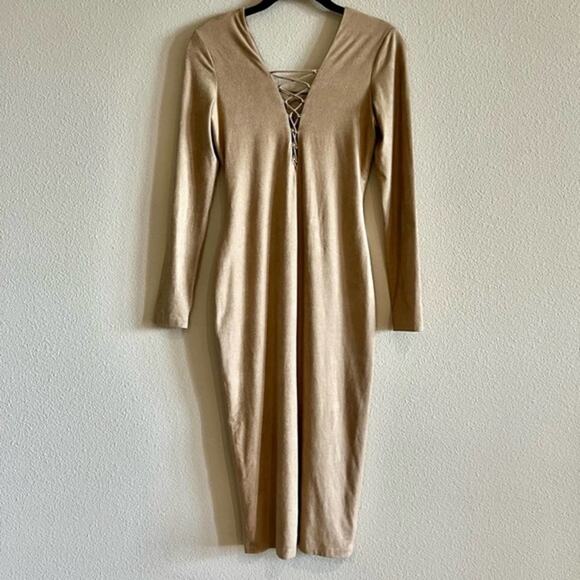 T by ALEXANDER WANG Suede Midi Bodycon Dress - Picture 6 of 10